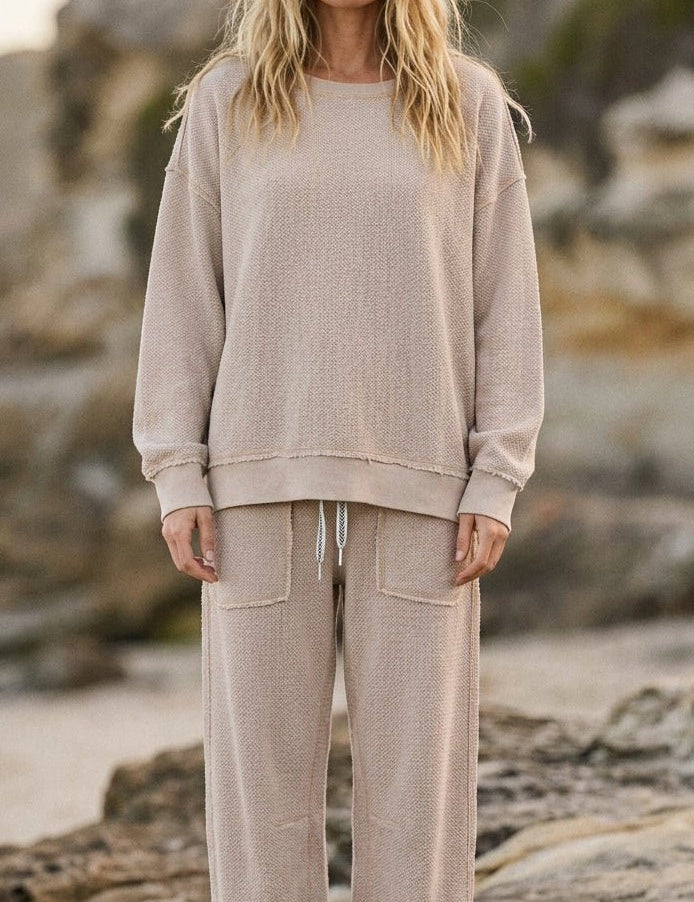 Holly Textured Knit Washed Loose Fit Pullover - Westly