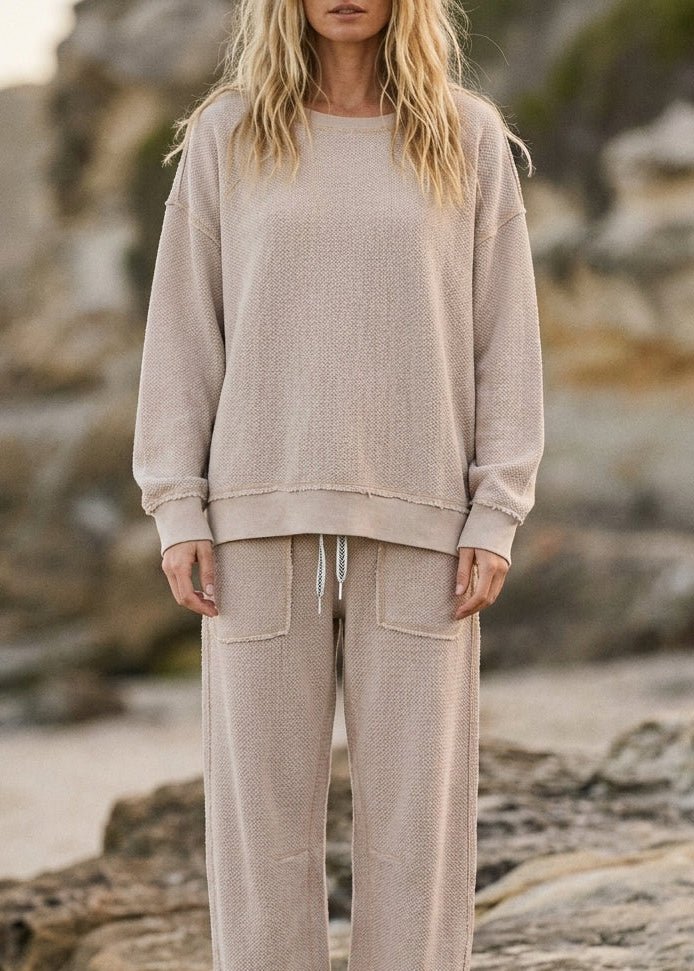 Holly Textured Knit Washed Loose Fit Pullover - Westly