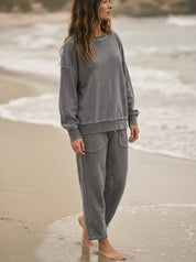 Holly Textured Knit Washed Loose Fit Pullover - Westly
