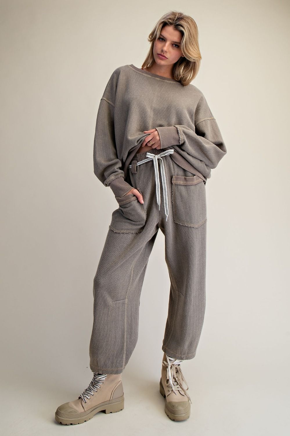 Holly Textured Knit Washed Pants - Westly
