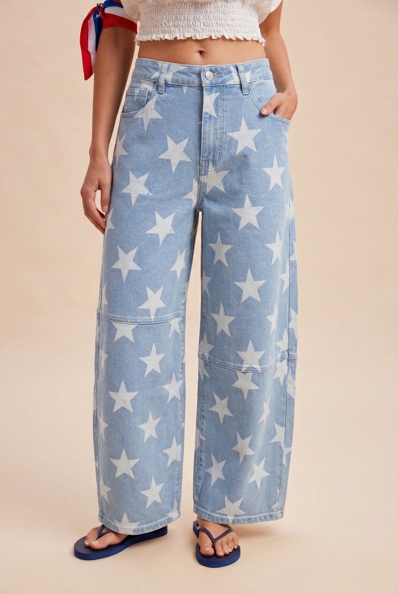 Hollywood Star Denim Barrel Leg Pants - Westly