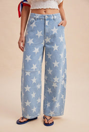 Hollywood Star Denim Barrel Leg Pants - Westly