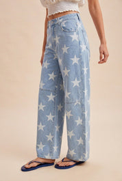 Hollywood Star Denim Barrel Leg Pants - Westly