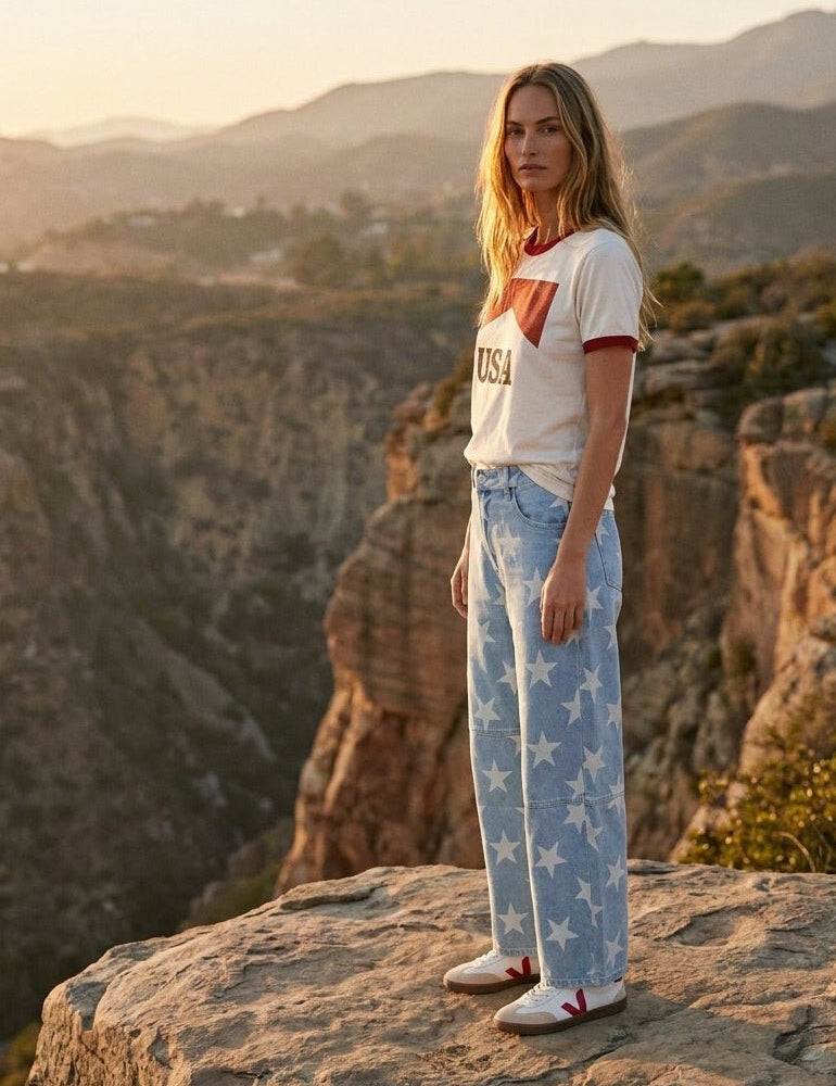 Hollywood Star Denim Barrel Leg Pants - Westly
