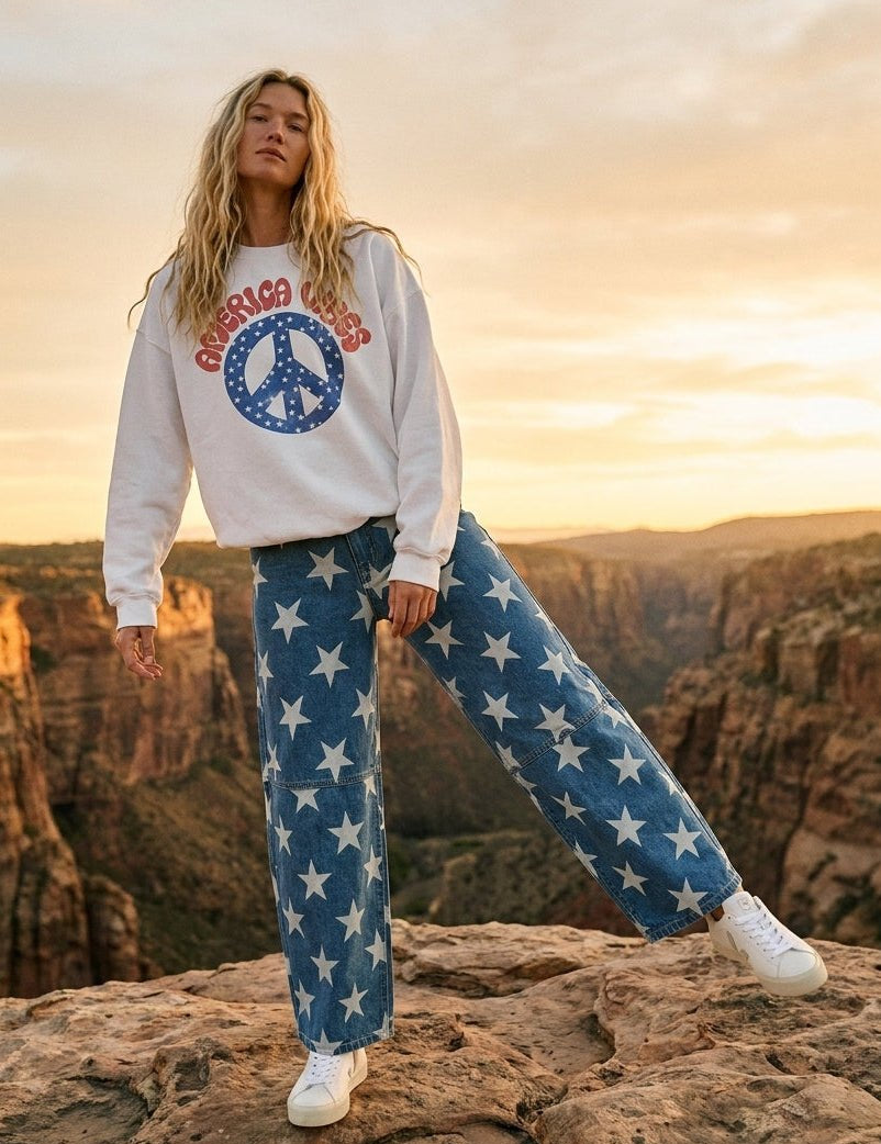 Hollywood Star Denim Barrel Leg Pants - Westly