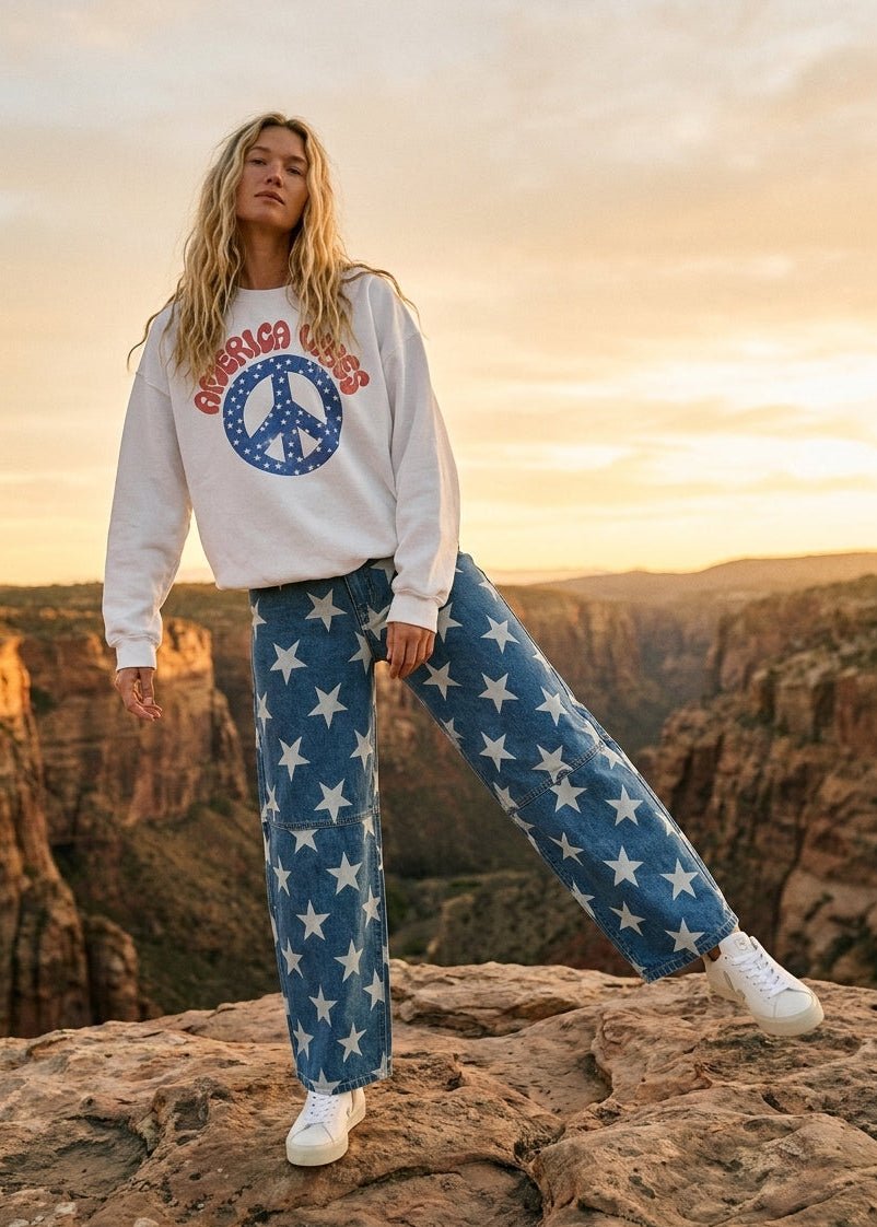 Hollywood Star Denim Barrel Leg Pants - Westly
