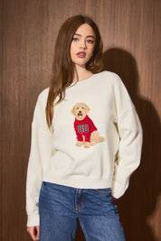 Home Team Game Day Dog Sweater in White Crimson - product photo 1