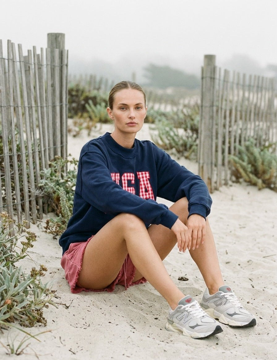 Home Team Gingham Embroidery USA Mock Neck Sweatshirt - Westly