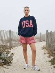 Home Team Gingham Embroidery USA Mock Neck Sweatshirt - Westly