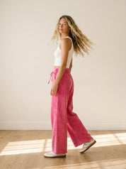 Homebody Acid Wash Fleece Palazzo Sweatpants - Westly