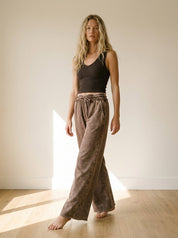 Homebody Acid Wash Fleece Palazzo Sweatpants - Westly