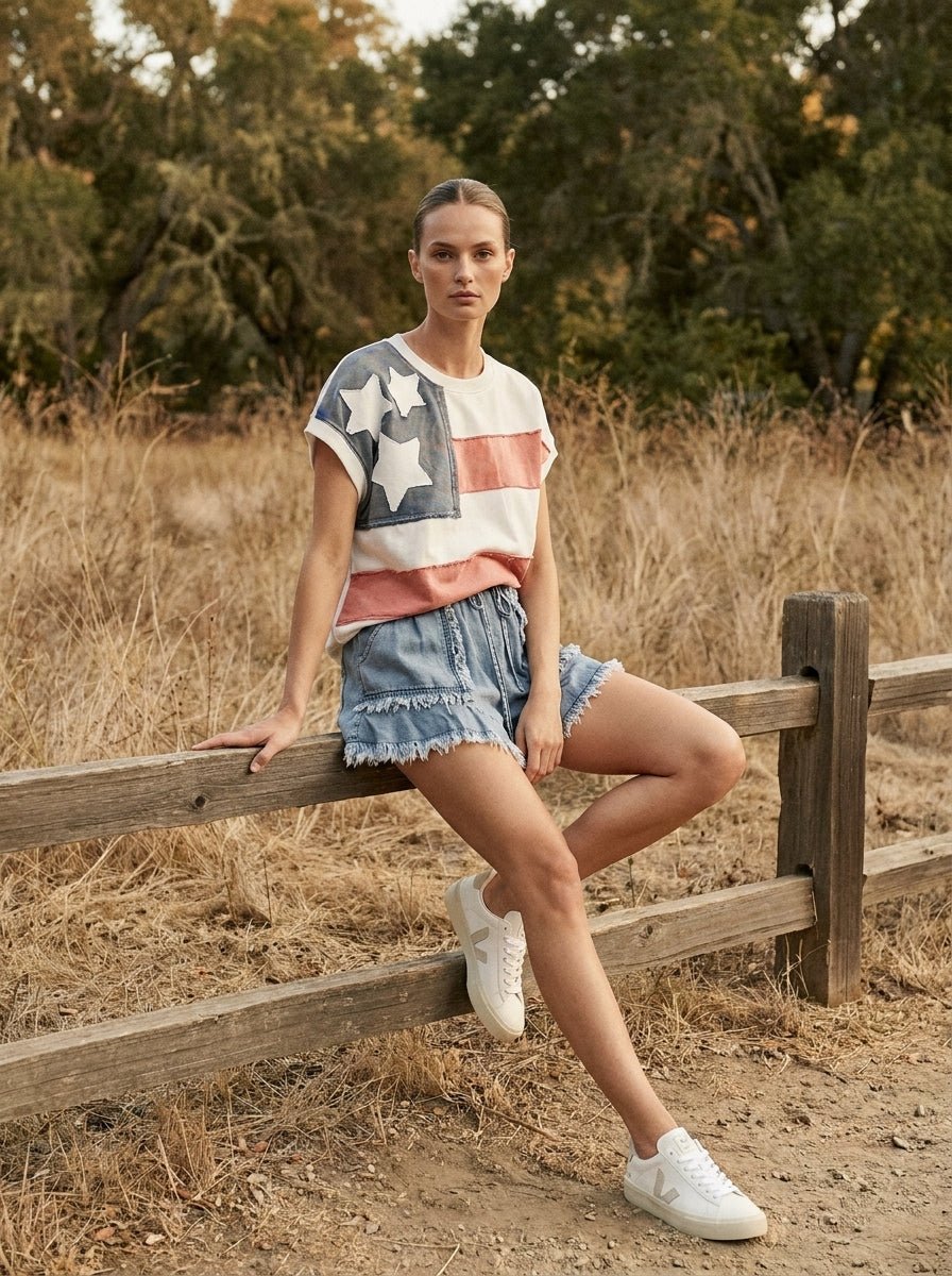Homegrown American Flag Patch Mineral Wash Sleeveless Pullover - Westly