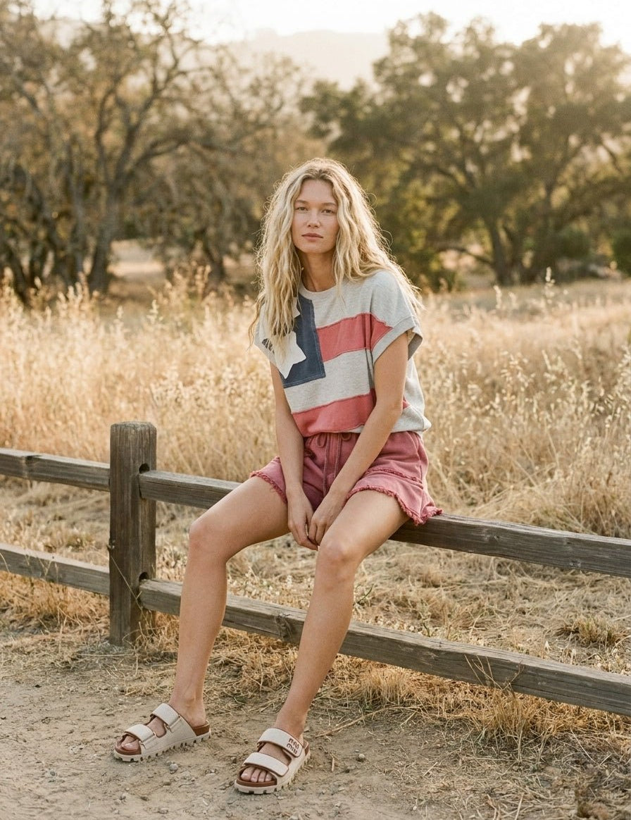 Homegrown American Flag Patch Mineral Wash Sleeveless Pullover - Westly