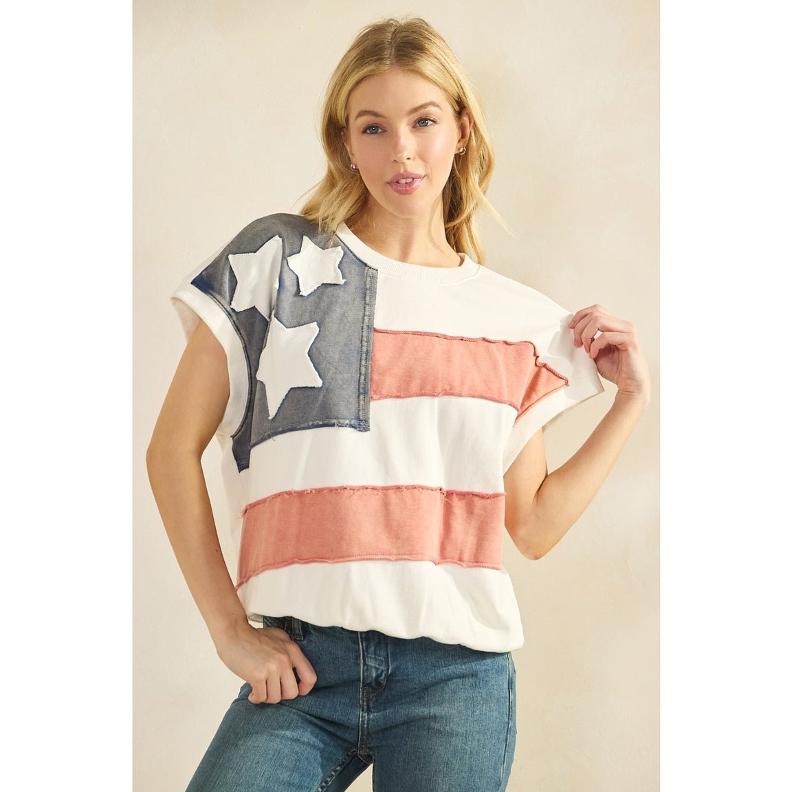 Homegrown American Flag Patch Mineral Wash Sleeveless Pullover - Westly