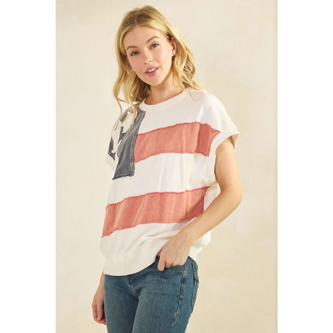 Homegrown American Flag Patch Mineral Wash Sleeveless Pullover - Westly