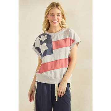 Homegrown American Flag Patch Mineral Wash Sleeveless Pullover - Westly