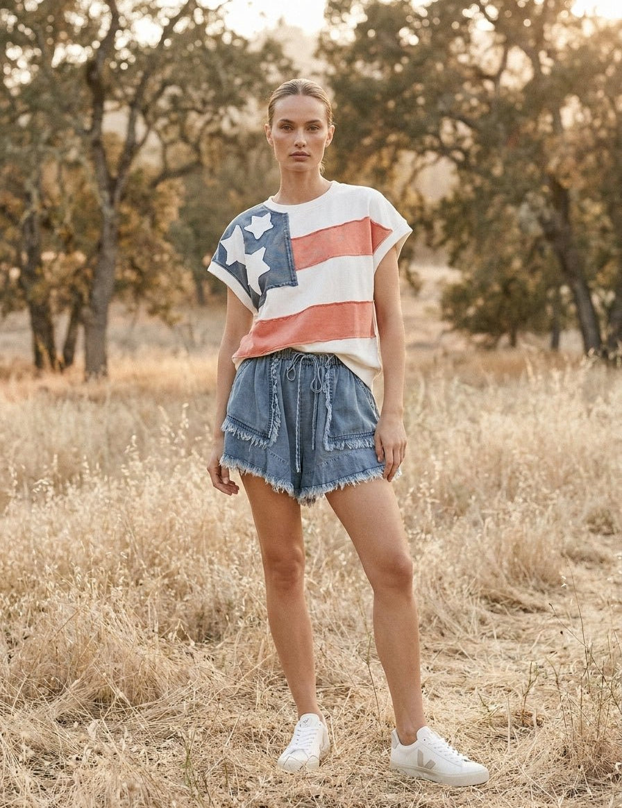 Homegrown American Flag Patch Mineral Wash Sleeveless Pullover - Westly