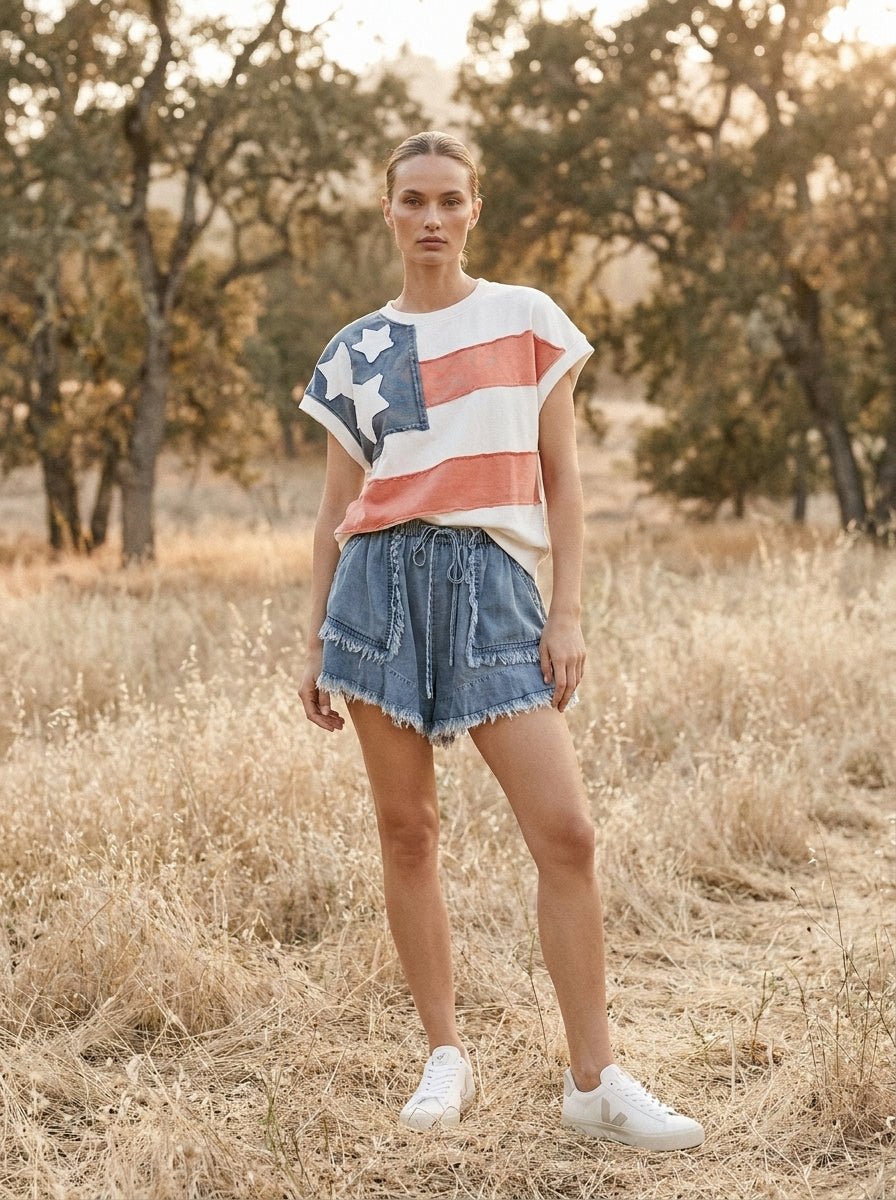 Homegrown American Flag Patch Mineral Wash Sleeveless Pullover - Westly