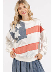 Homegrown American Flag USA Patch Mineral Wash Pullover - Westly