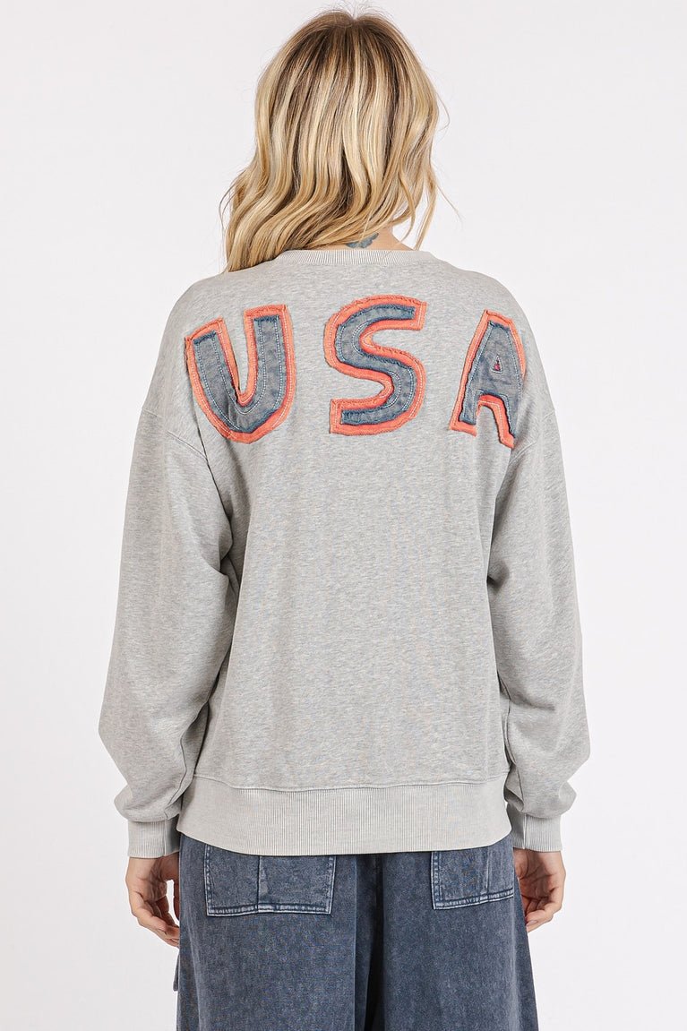 Homegrown American Flag USA Patch Mineral Wash Pullover - Westly