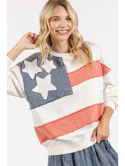 Homegrown American Flag USA Patch Mineral Wash Pullover - Westly
