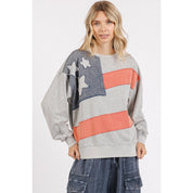 Homegrown American Flag USA Patch Mineral Wash Pullover - Westly