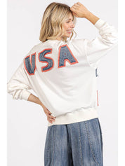 Homegrown American Flag USA Patch Mineral Wash Pullover - Westly