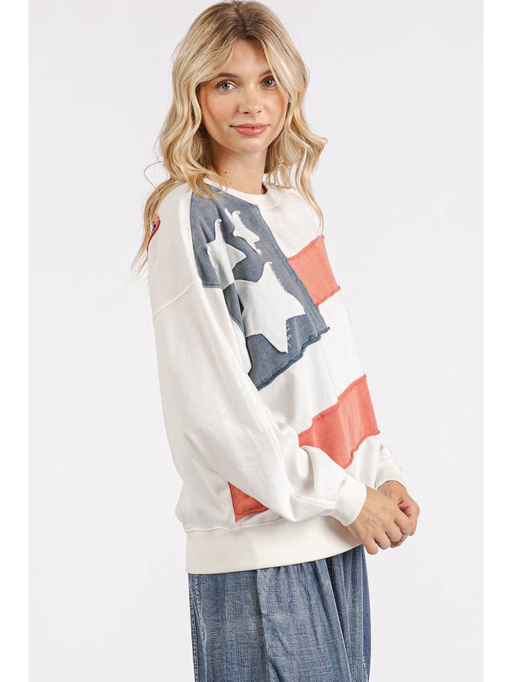 Homegrown American Flag USA Patch Mineral Wash Pullover - Westly