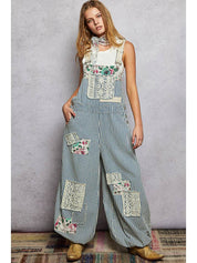 Homestead Printed Lace Patch Overalls - Westly
