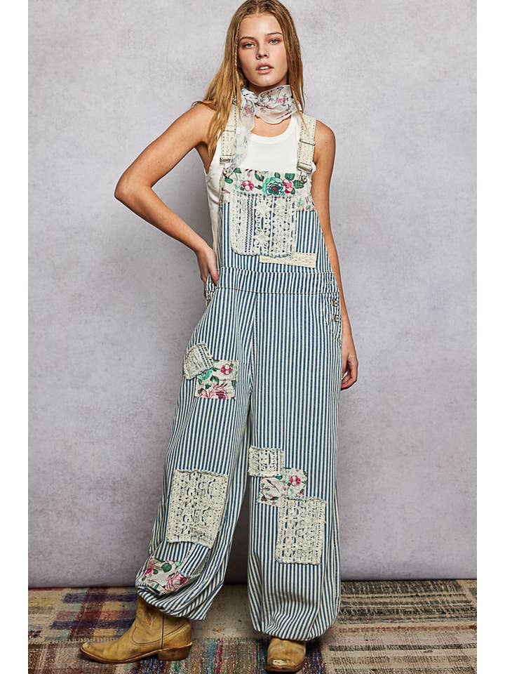 Homestead Printed Lace Patch Overalls - Westly