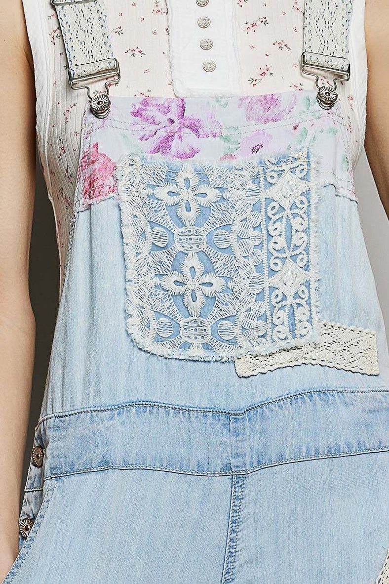 Homestead Printed Lace Patch Overalls - Westly