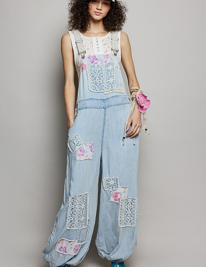 Homestead Printed Lace Patch Overalls - Westly