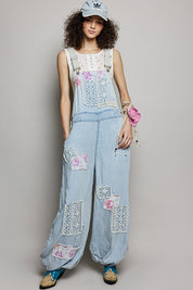Homestead Printed Lace Patch Overalls - Westly