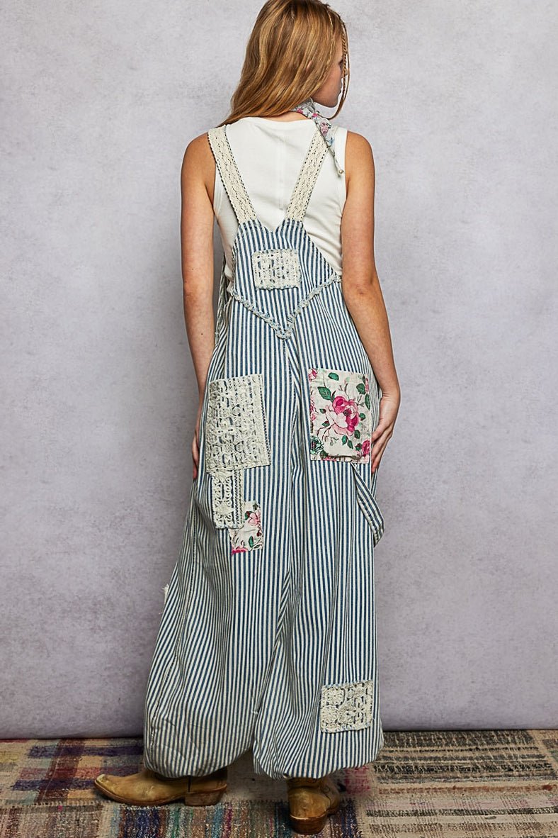 Homestead Printed Lace Patch Overalls - Westly