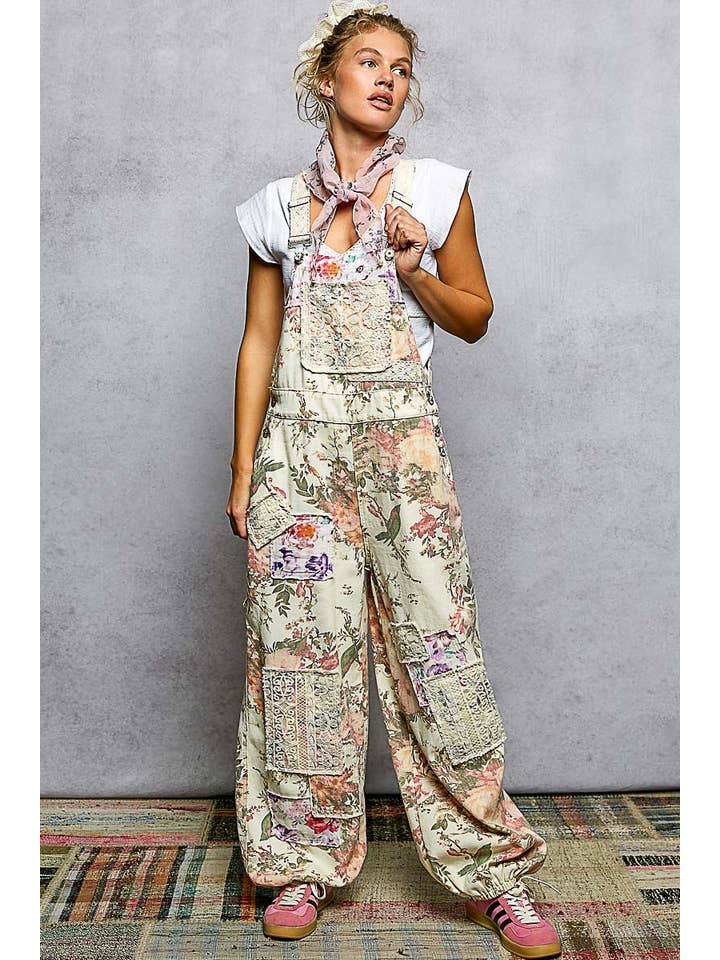 Homestead Printed Lace Patch Overalls - Westly