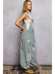 Homestead Printed Lace Patch Overalls - Westly