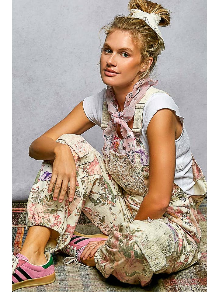 Homestead Printed Lace Patch Overalls - Westly