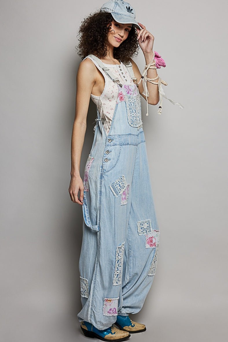 Homestead Printed Lace Patch Overalls - Westly