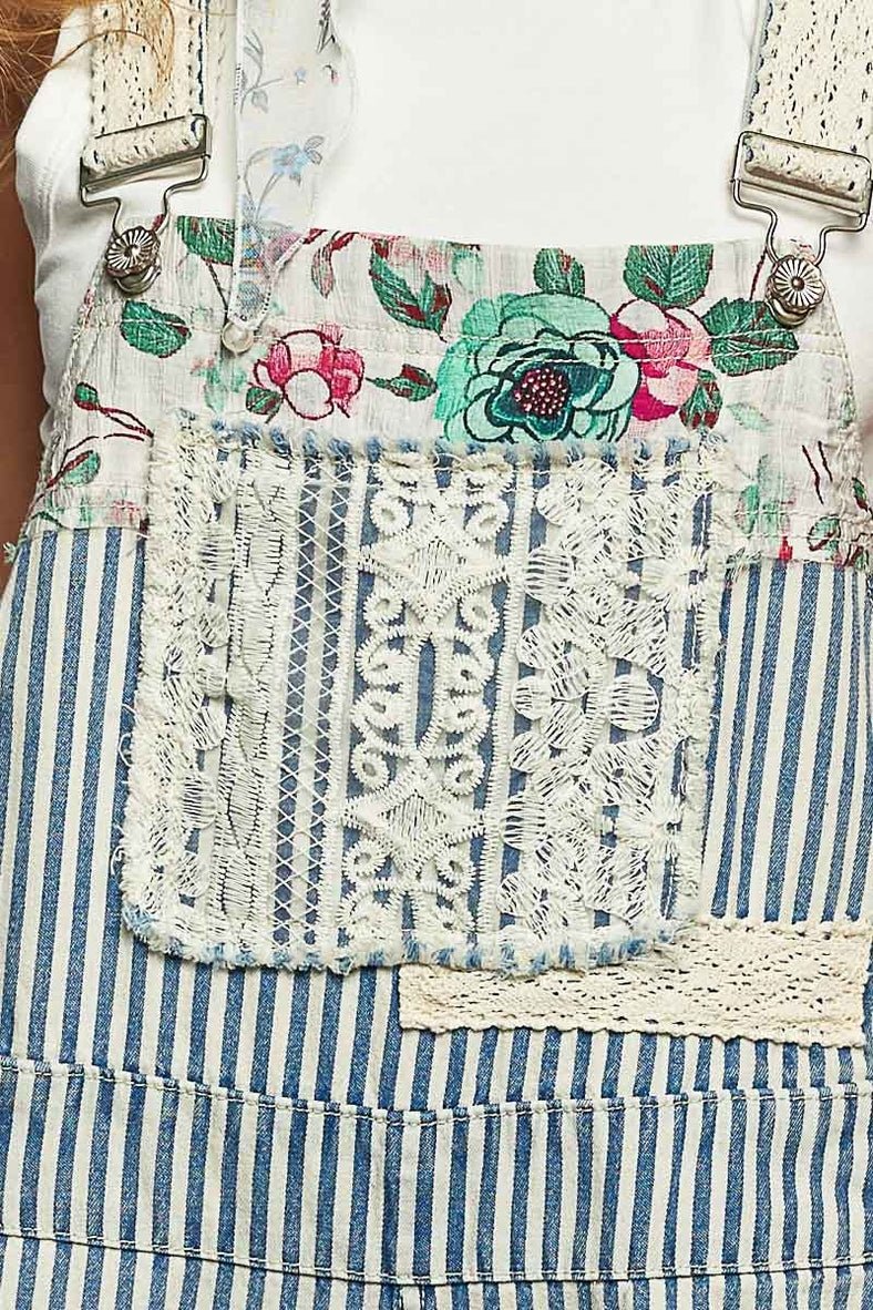 Homestead Printed Lace Patch Overalls - Westly