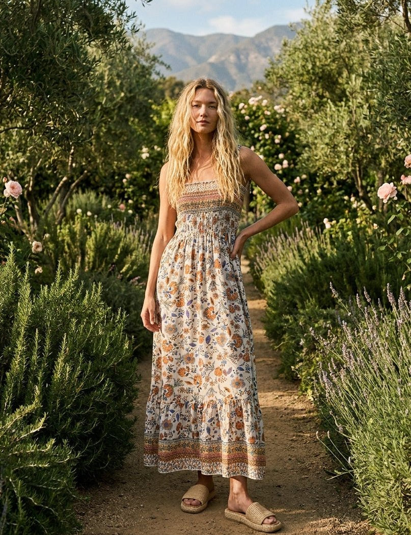 Honeydew Smocked Top Floral Maxi Dress - Westly