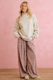 Honor Roll Pleated Plaid Wide Leg Pants - Westly