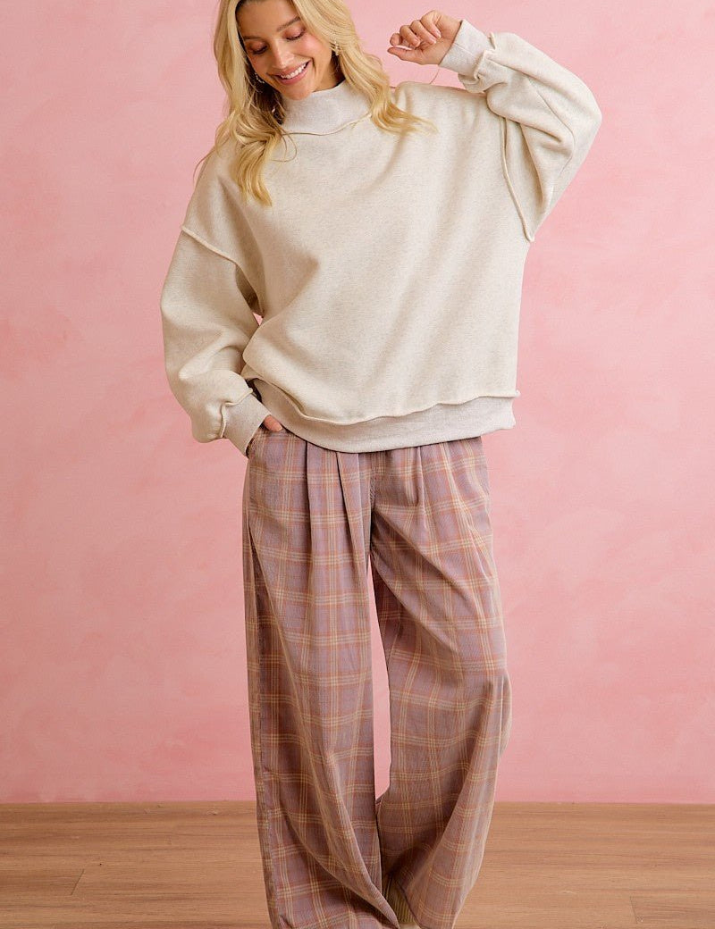 Honor Roll Pleated Plaid Wide Leg Pants - Westly