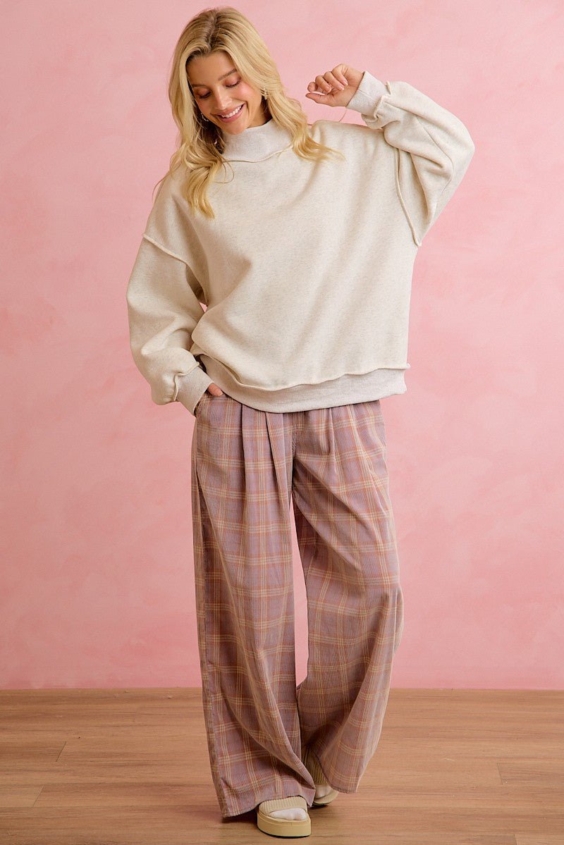 Honor Roll Pleated Plaid Wide Leg Pants - Westly