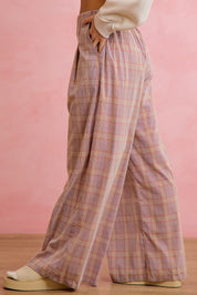 Honor Roll Pleated Plaid Wide Leg Pants - Westly