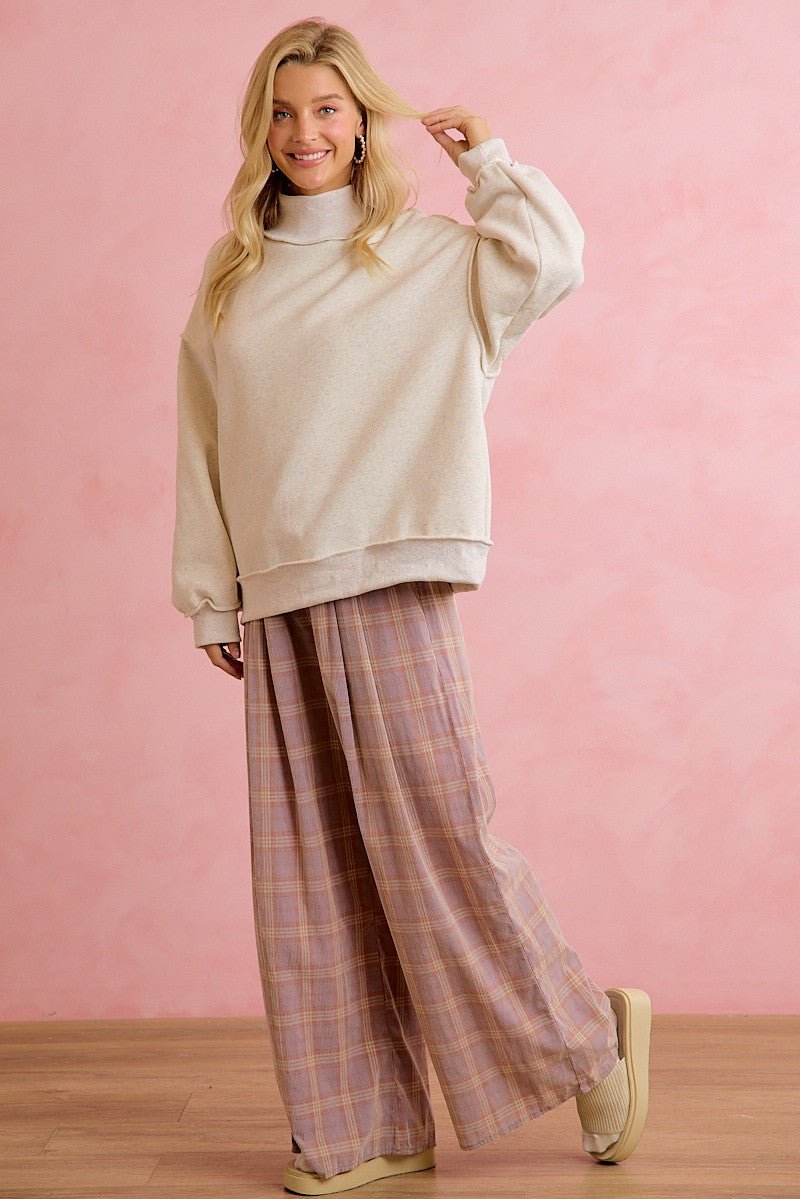 Honor Roll Pleated Plaid Wide Leg Pants - Westly