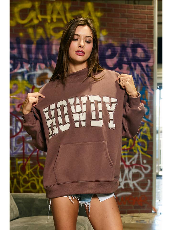 Howdy Applique Mock - Neck Sweatshirt - Westly