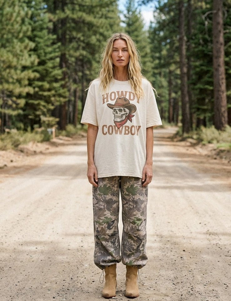 Howdy Cowboy Oversized Graphic Tee - Westly