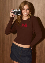 Howdy Holidays Embroidered Rib Knit Top in Brown — product photo 01