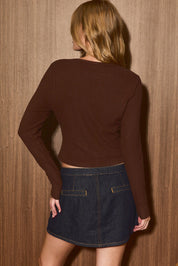 Howdy Holidays Embroidered Rib Knit Top in Brown — product photo 05