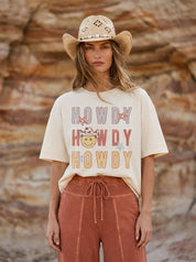 Howdy Smiley Oversized Graphic Tee - Westly